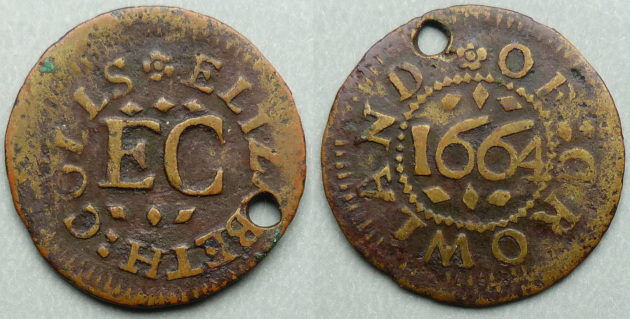 Crowland, Elizabeth Colls 1664 farthing